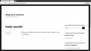 WordPress - Početni izgled tek instalirane WordPress stranice